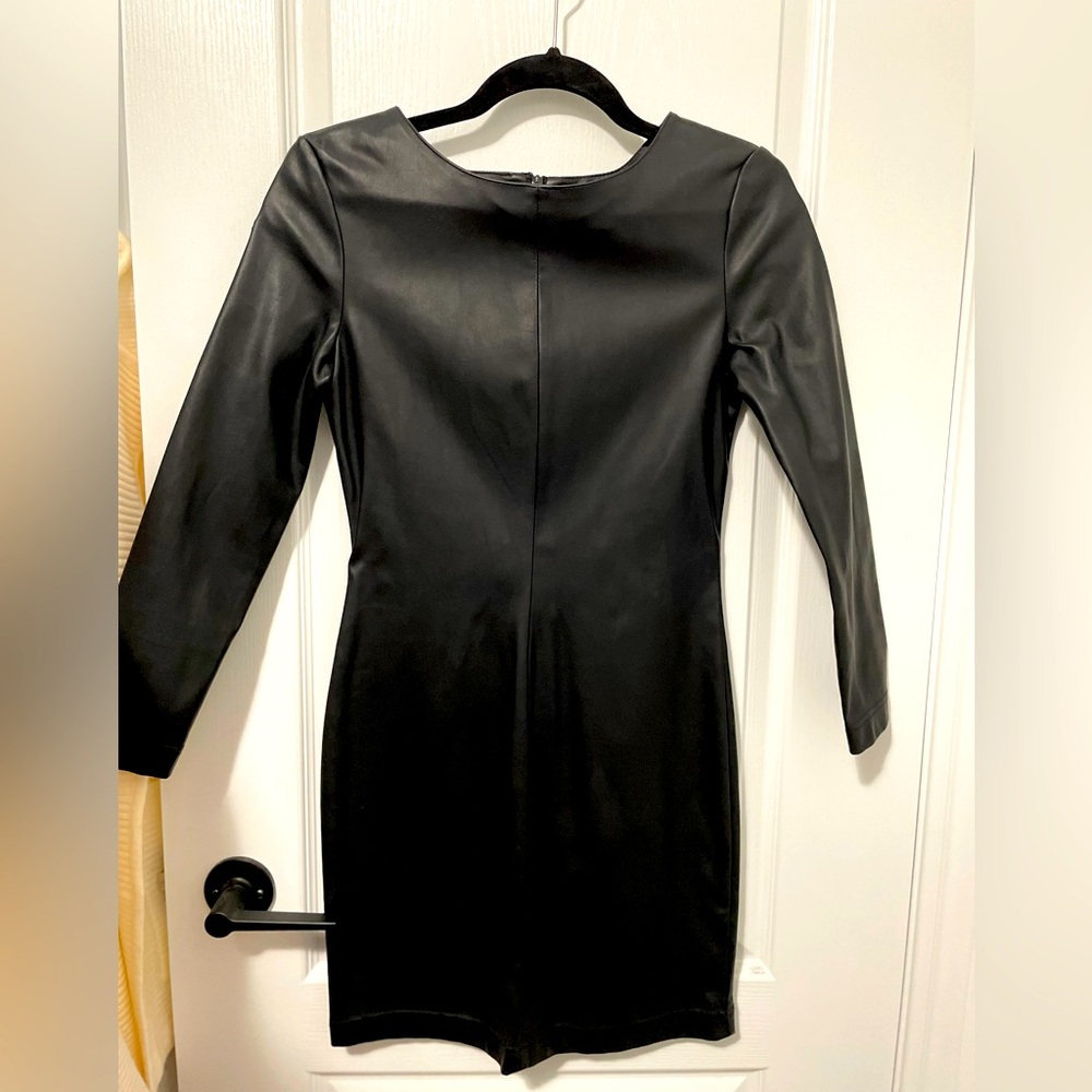Topshop vegan leather mini dress 3/4 sleeve